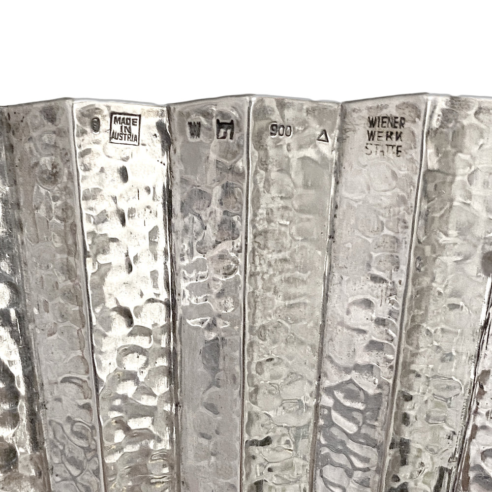 
                      
                        Macklowe Gallery Josef Hoffmann Hammered Silver Centerpiece and Pair of Vases
                      
                    