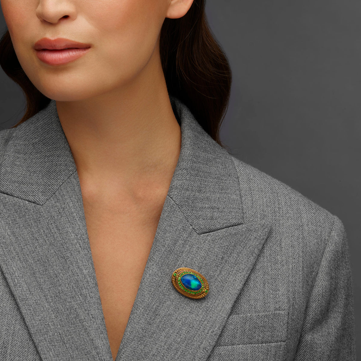 Macklowe Gallery Louis Comfort Tiffany for Tiffany & Co. Black Opal Brooch