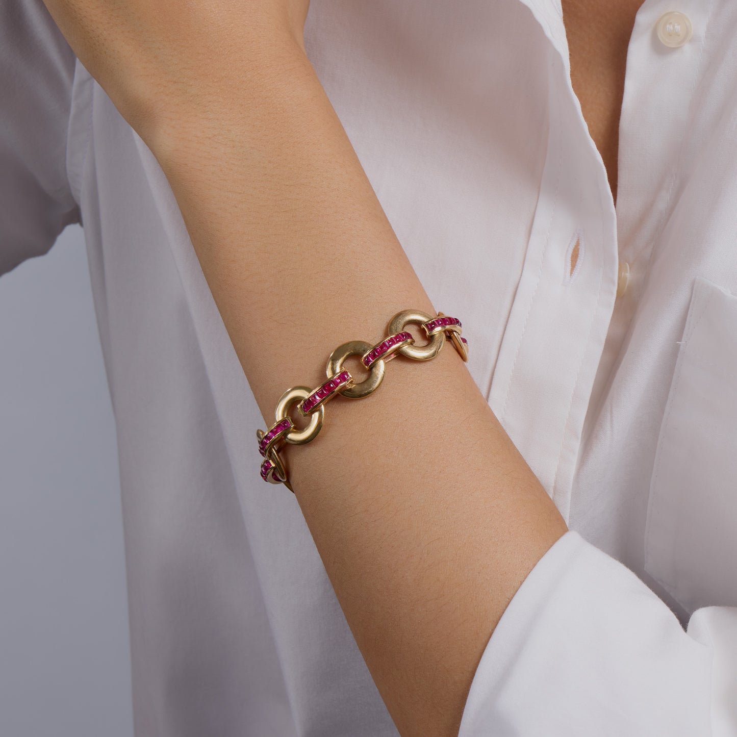 Macklowe Gallery Cartier Paris Late Art Deco Ruby Bracelet