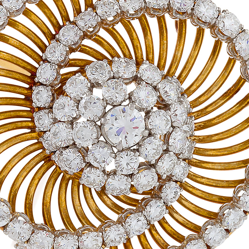 Macklowe Gallery Bulgari Gold and Diamond Spiral Brooch