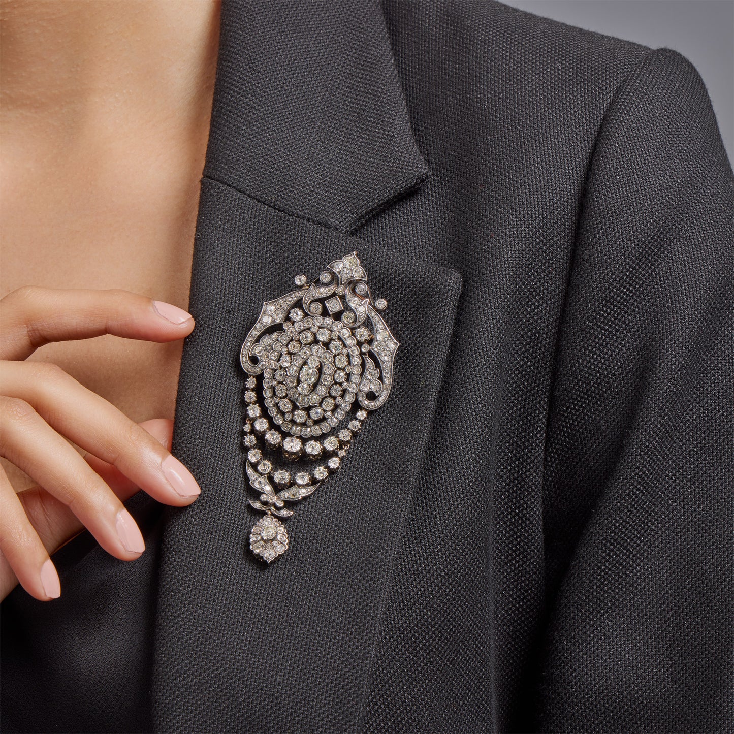 Macklowe Gallery Silver-Topped Gold and Diamond Pendant Brooch