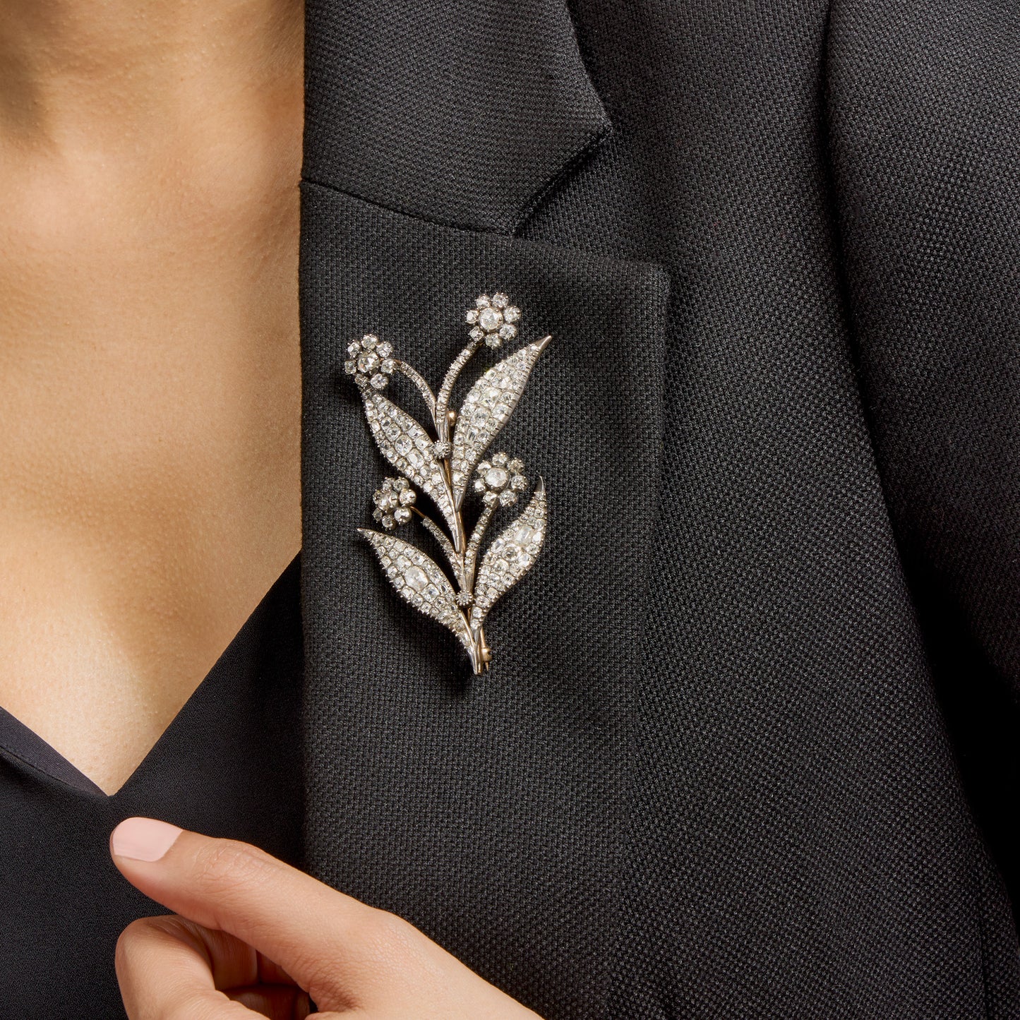 Macklowe Gallery Antique Diamond Flower Brooch