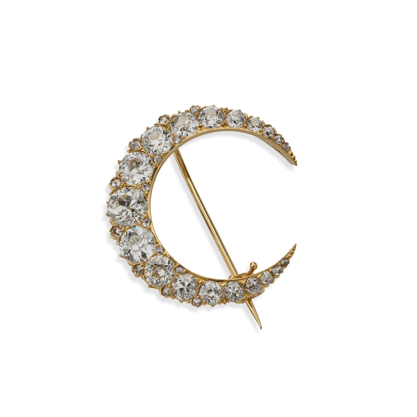 Macklowe Gallery Antique Diamond Crescent Brooch 