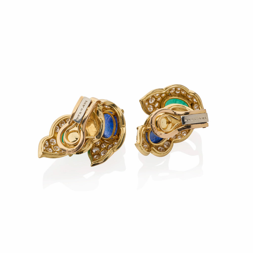 
                      
                        Macklowe Gallery Bulgari Emerald and Sapphire Clip Earrings
                      
                    