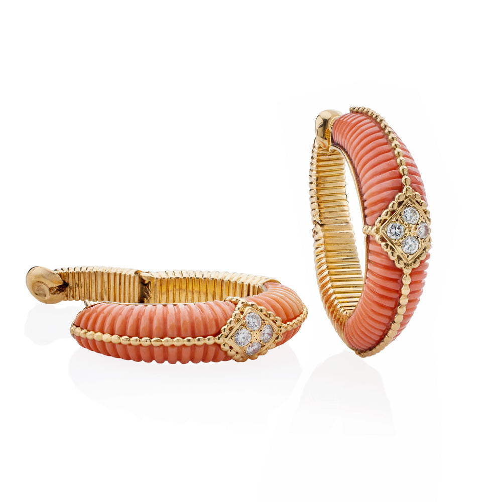 
                      
                        Macklowe Gallery Van Cleef & Arpels Coral Hoop Earrings
                      
                    