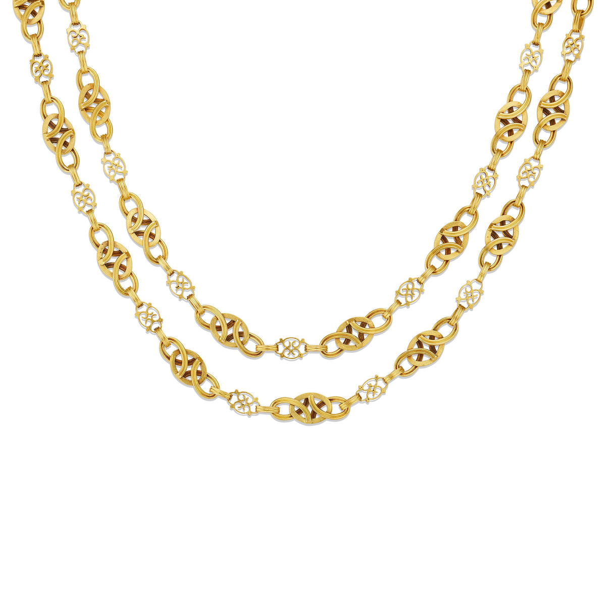 Macklowe Gallery Antique French 18K Gold Chain Necklace