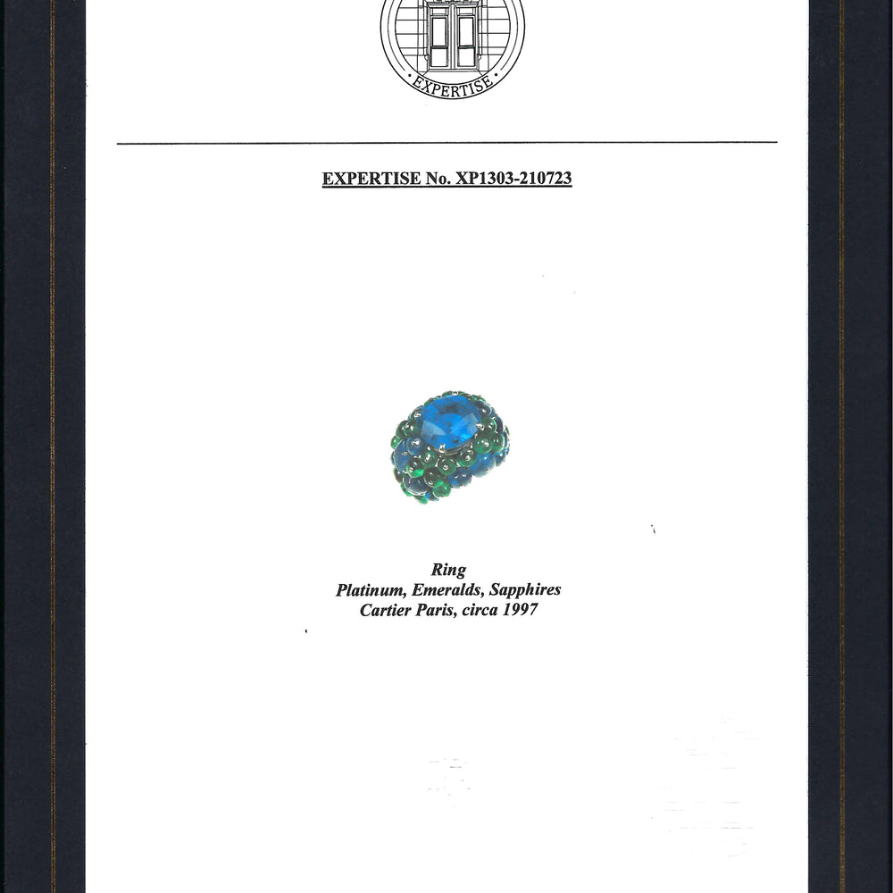 
                      
                        Macklowe Gallery Cartier Paris Ceylon Sapphire and Emerald Boule Ring
                      
                    