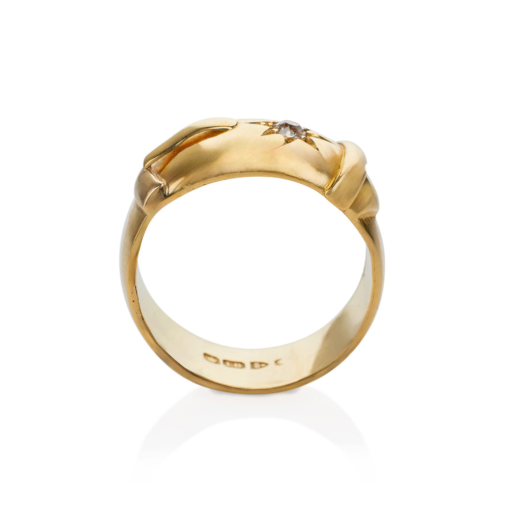 Macklowe Gallery Antique English 18K Gold and Diamond Buckle Ring