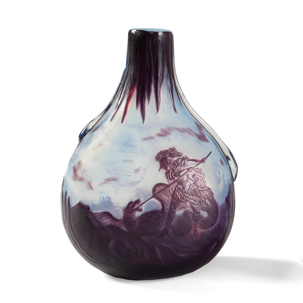 
                      
                        Macklowe Gallery Louis Damon pair of "Vase of Triton" & "Vase of Saint George Slaying the Dragon," Cameo Glass Vases
                      
                    