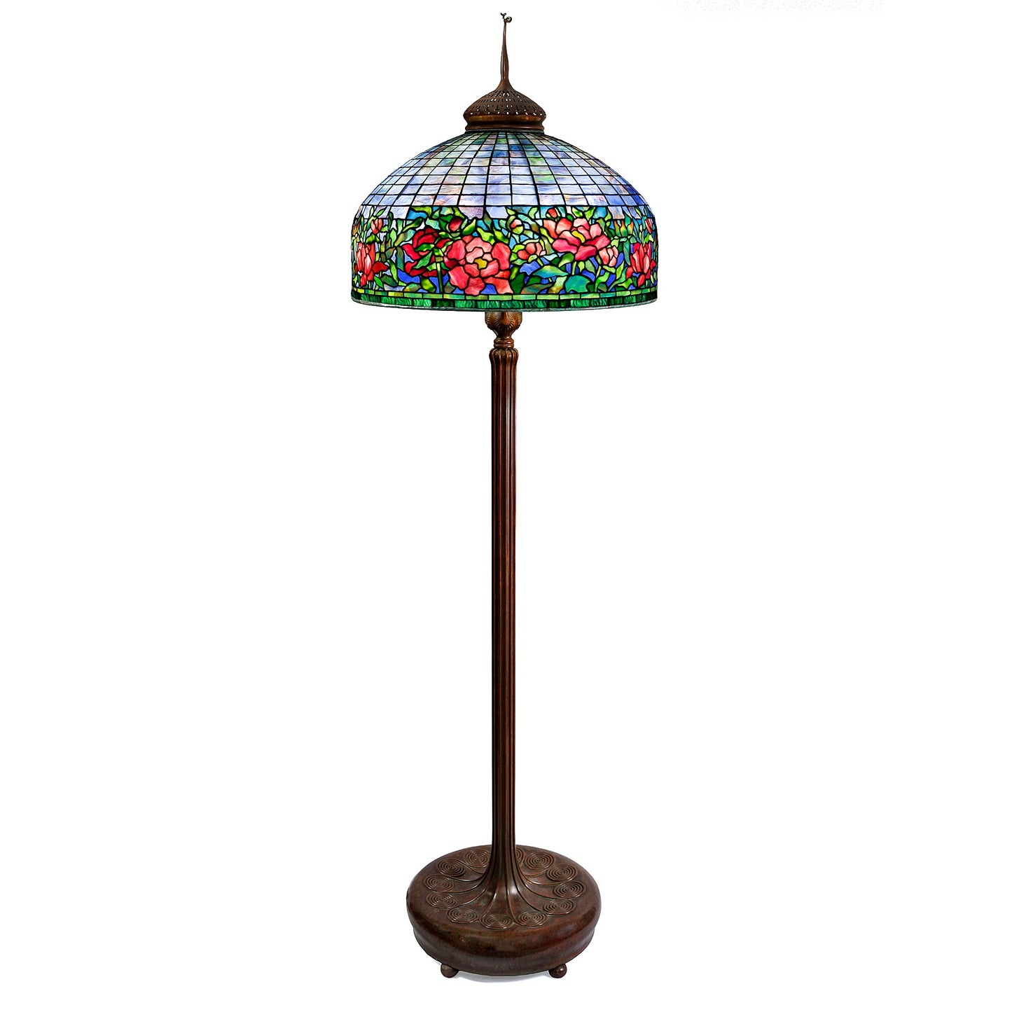 Macklowe Gallery Tiffany Studios New York "Peony" Border Floor Lamp 