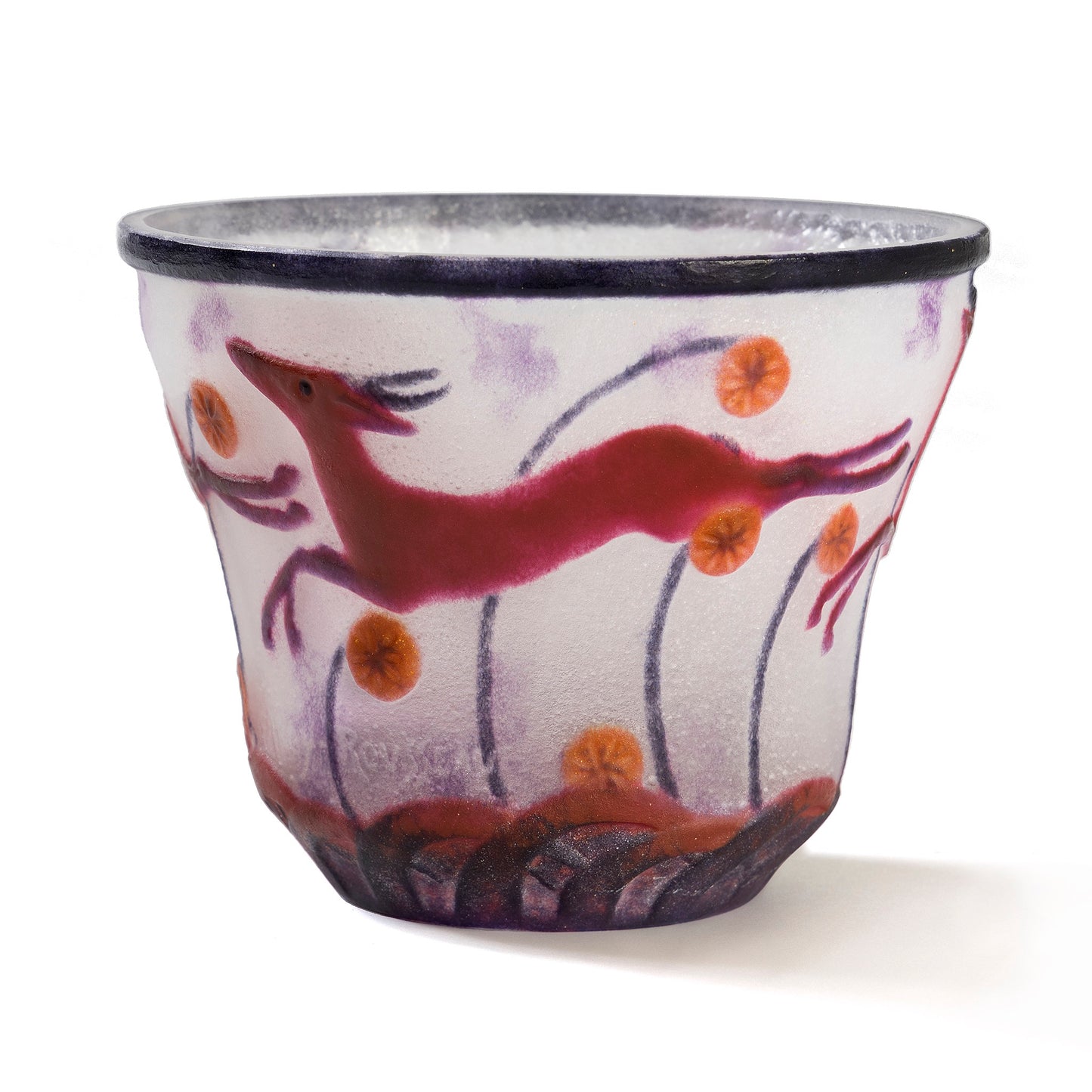 Macklowe Gallery Gabriel Argy-Rousseau Pate-de-verre “Gazelles and Flowers” Vase