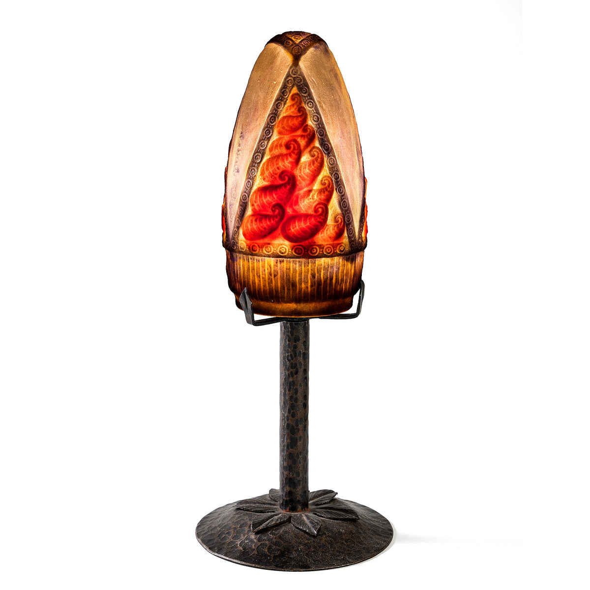 Macklowe Gallery Gabriel Argy-Rousseau Pâte de Verre 'Feuilles' Night Light