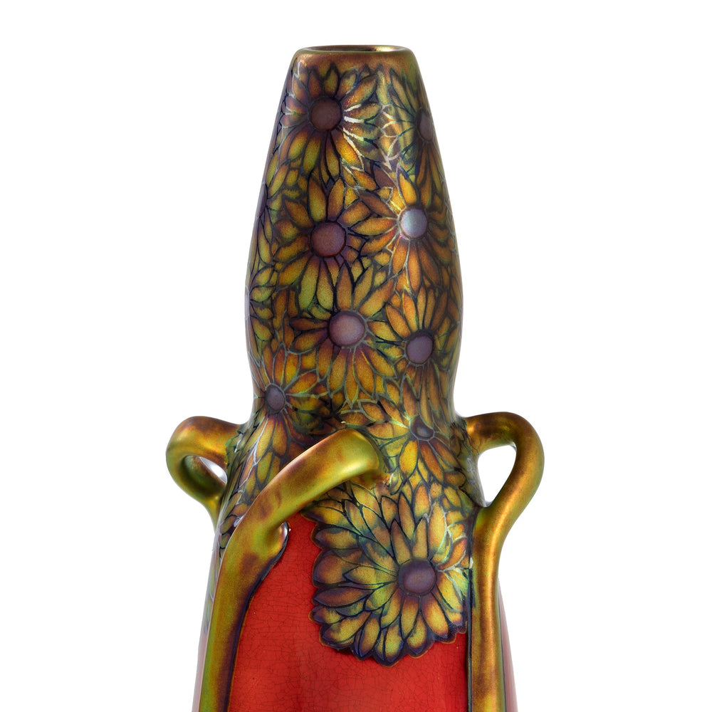 Macklowe Gallery Zsolnay "Coneflower and Tree" Glazed Ceramic Vase