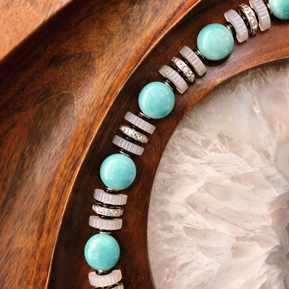 
                      
                        Macklowe Gallery Mauboussin Turquoise, Chalcedony and Diamond Necklace
                      
                    