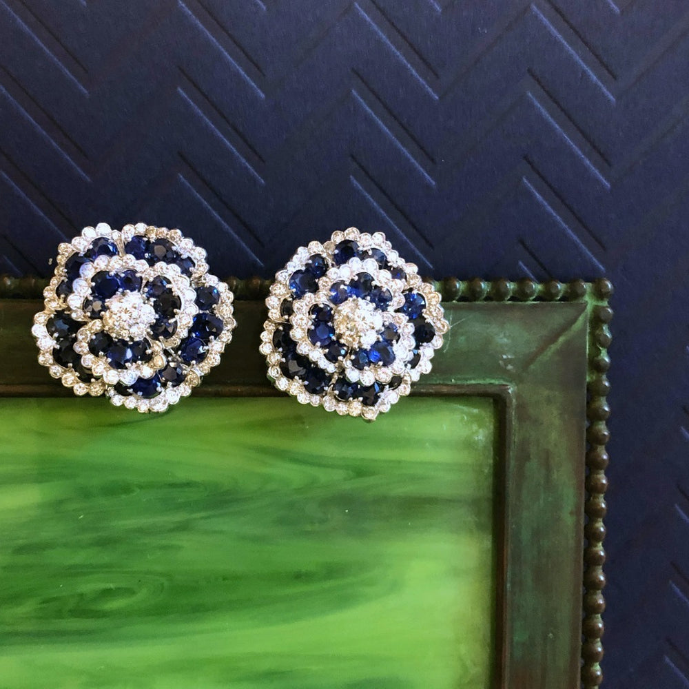 
                      
                        Van Cleef & Arpels Sapphire and Diamond "Camellia" Earrings
                      
                    