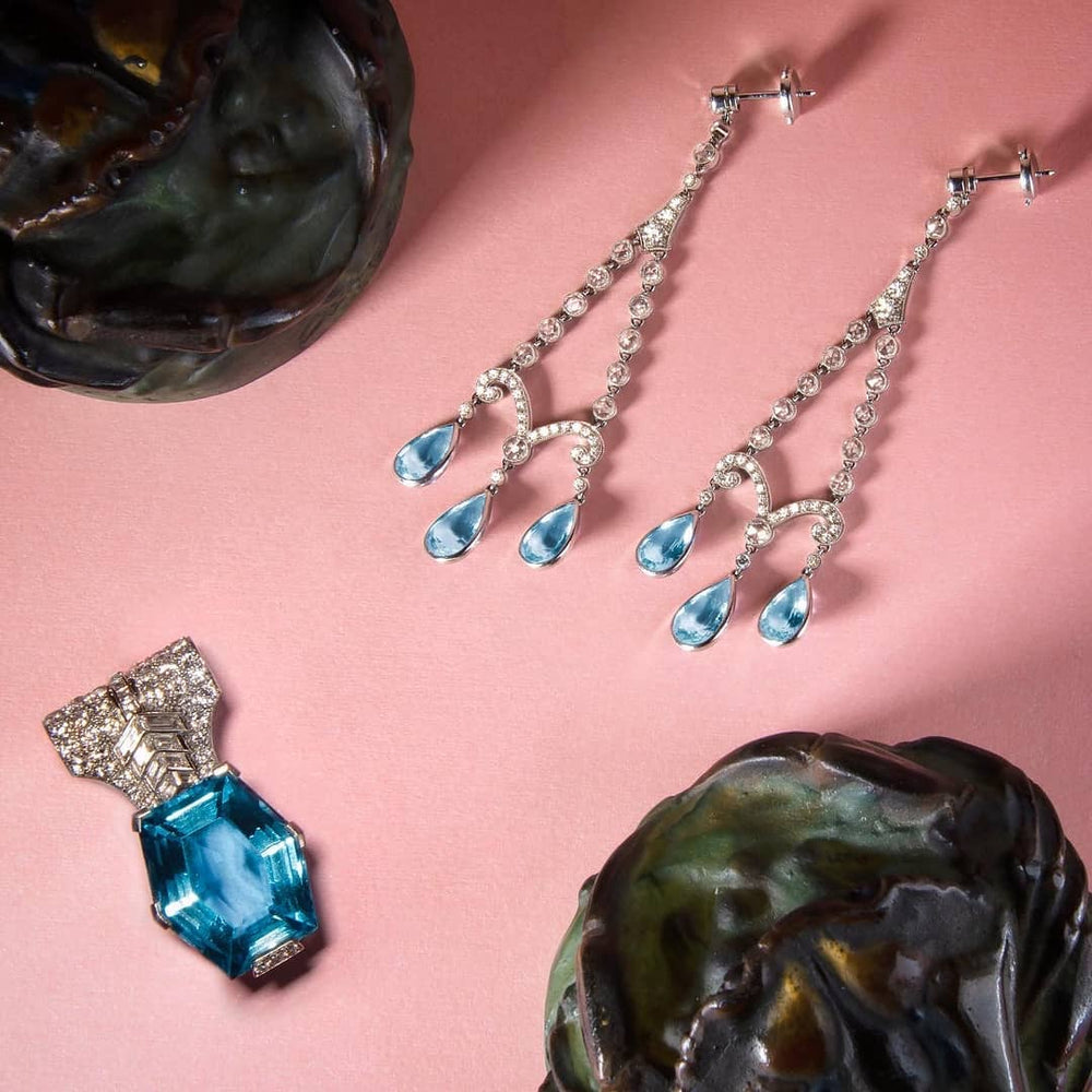 
                      
                        Macklowe Gallery Cartier Aquamarine and Diamond Brooch
                      
                    