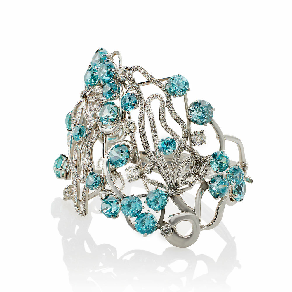 
                      
                        Macklowe Gallery Seaman Schepps Blue Zircon and Diamond Bracelet
                      
                    