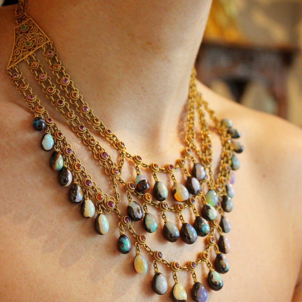 
                      
                        Macklowe Gallery Boulder Opal and Multi-Color Garnet Necklace
                      
                    