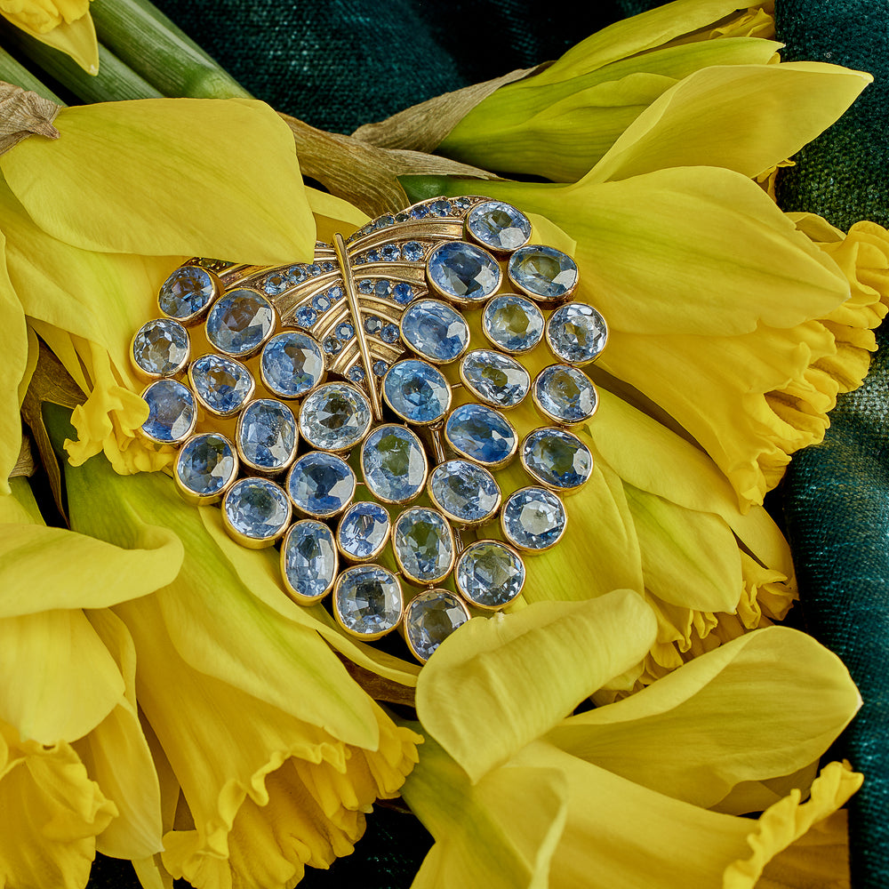 
                      
                        René Boivin Sapphire “Feuille” Brooch
                      
                    