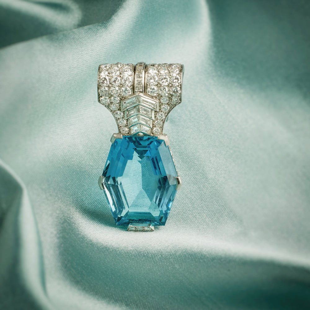 
                      
                        Cartier Paris Art Deco Aquamarine Brooch
                      
                    