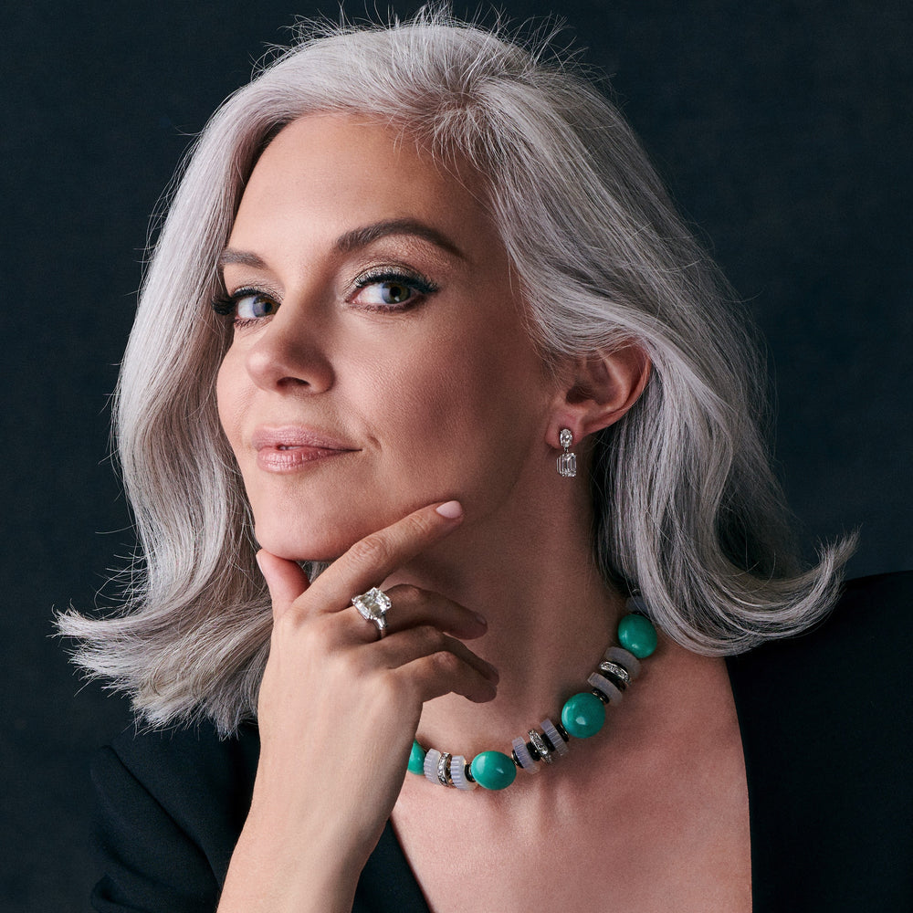 Macklowe Gallery Mauboussin Turquoise, Chalcedony and Diamond Necklace