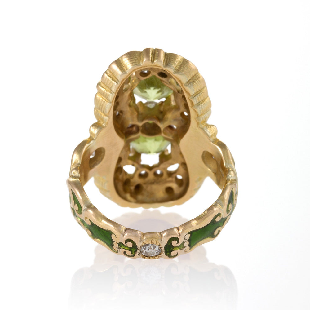 
                      
                        Macklowe Gallery Marcus & Co. Double Peridot and Diamond Ring
                      
                    