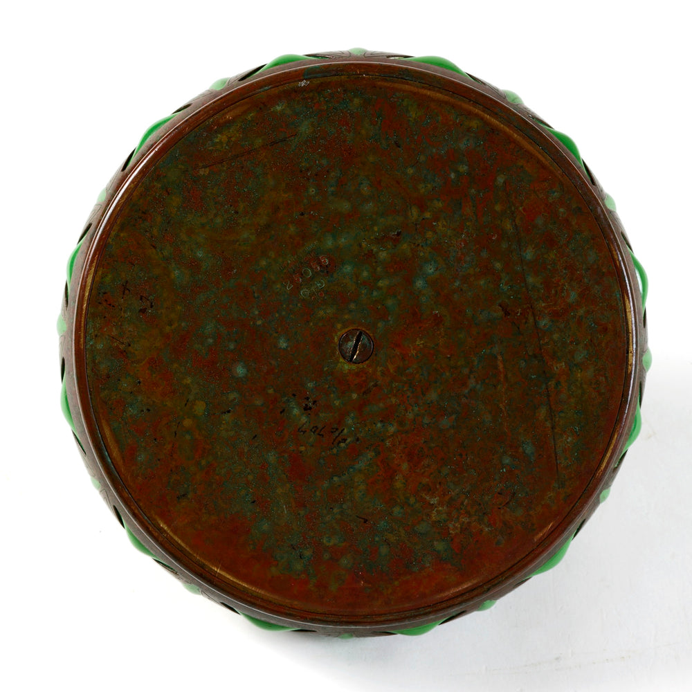 
                      
                        Macklowe Gallery Tiffany Studios New York Bronze and Green Glass Inkwell
                      
                    