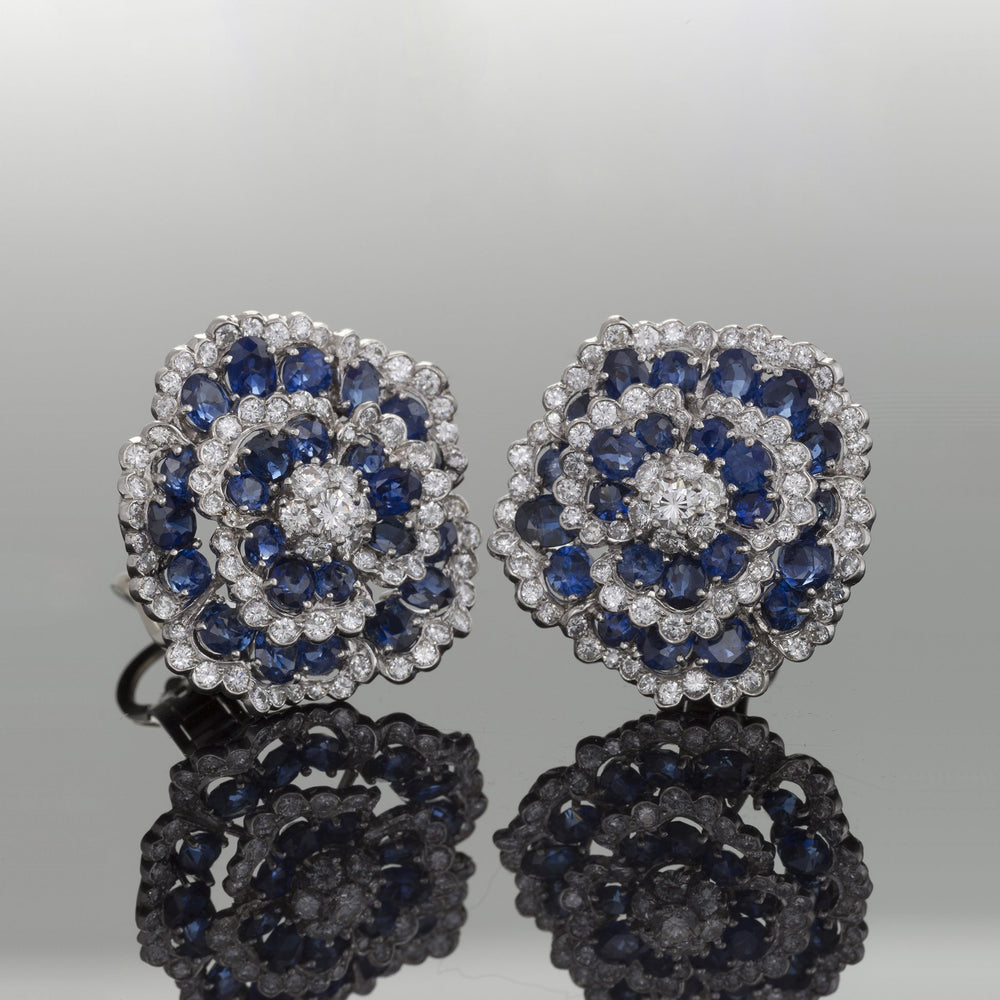 
                      
                        Macklowe Gallery Van Cleef & Arpels Sapphire and Diamond "Camellia" Earrings
                      
                    
