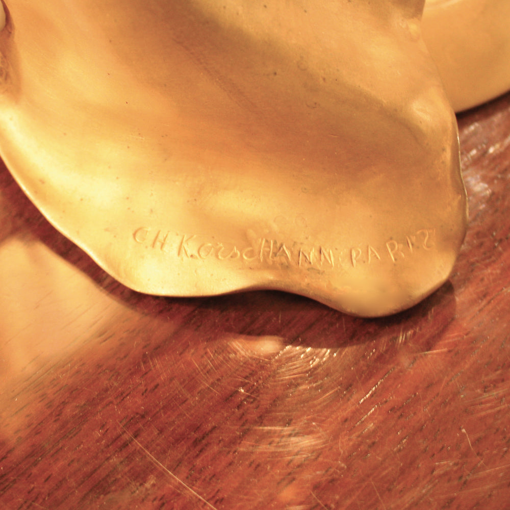 
                      
                        Macklowe Gallery Charles Korschann Lighted Gilt Bronze Figural Sculpture and Inkwell
                      
                    